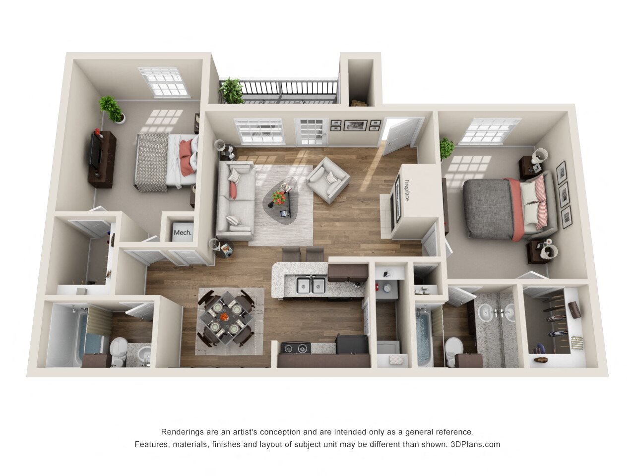 Two Bedroom A Floor Plan 3